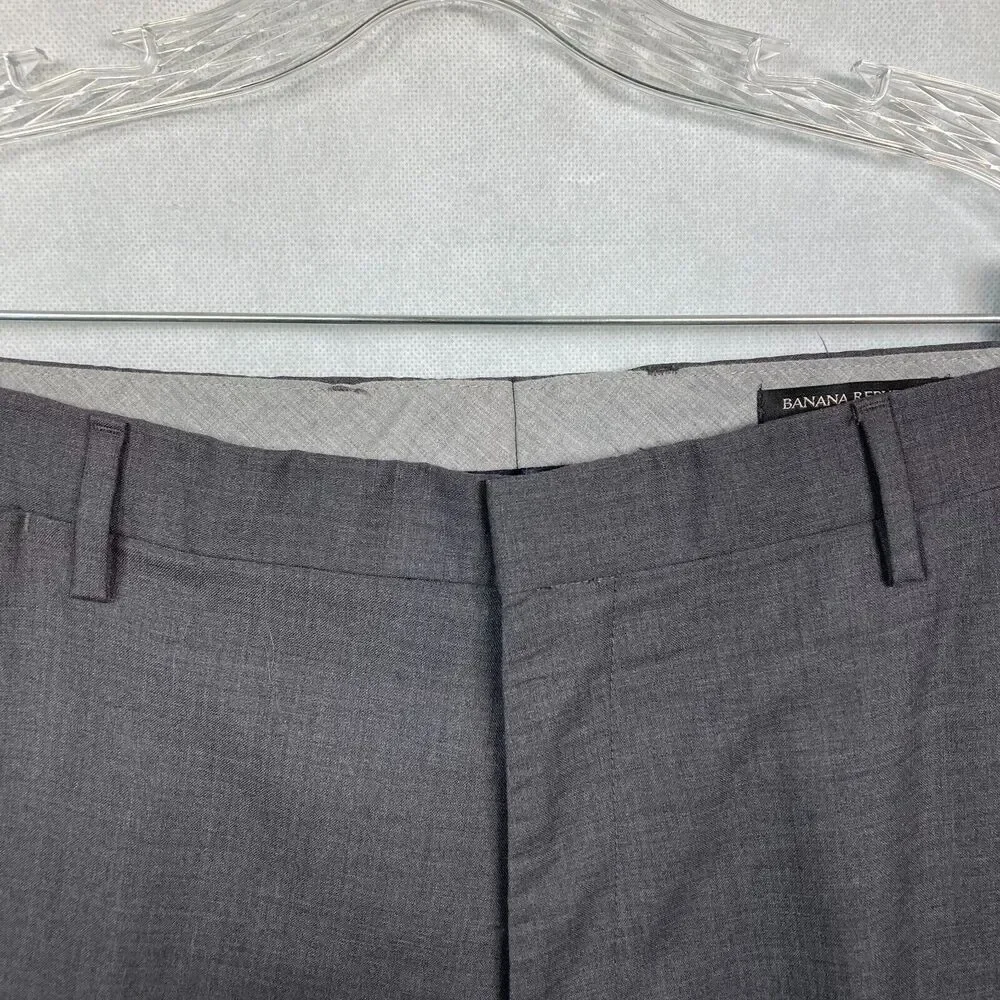 Banana Republic Pants Mens Sz 36 Gray‎ Wool Classic Straight Fit Dress Trousers